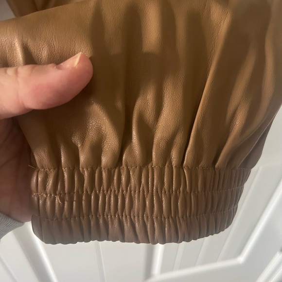 Zara Brown Faux Leather Joggers - Picture 3 of 5